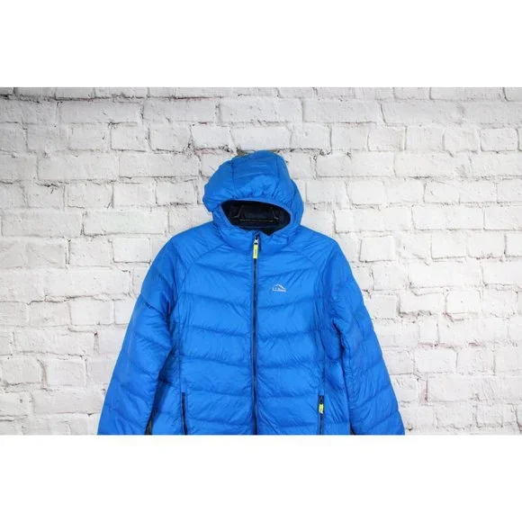 LL Bean Ultralight 650 Deep Sapphire Nylon Down Hooded Winter Jacket L14-16 - Picture 3 of 9